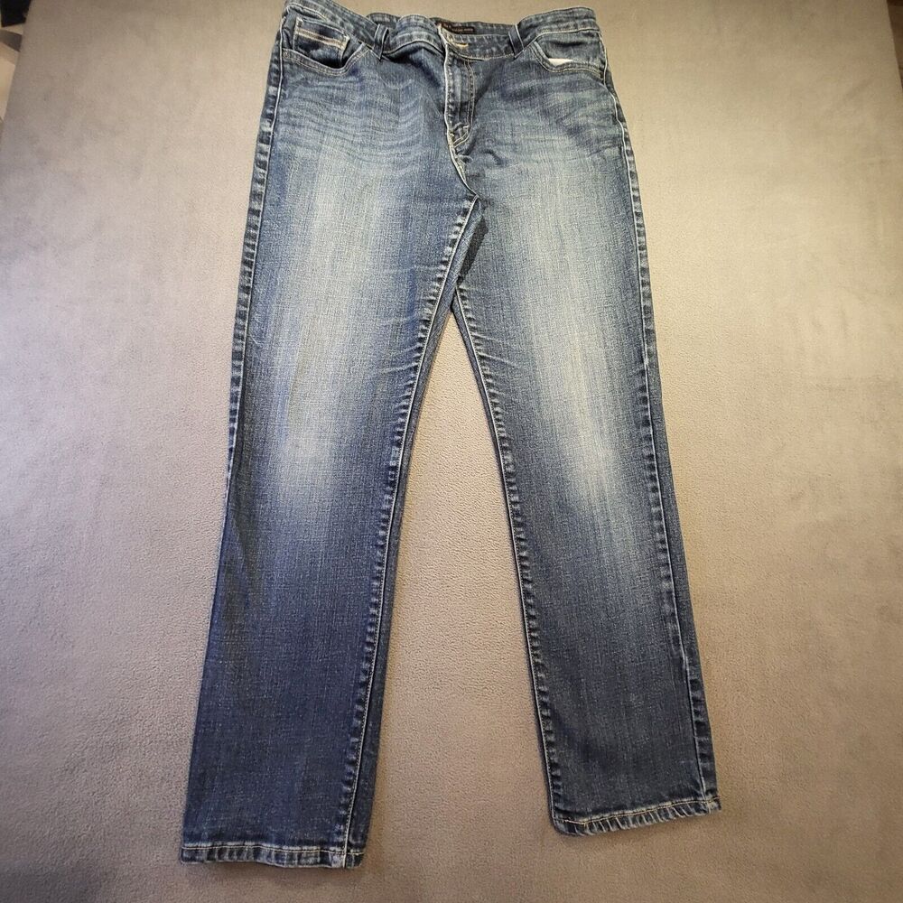 Levis Womens Sz 16 Mid Rise Skinny Jeans Distressed Comfort Stretch Denim